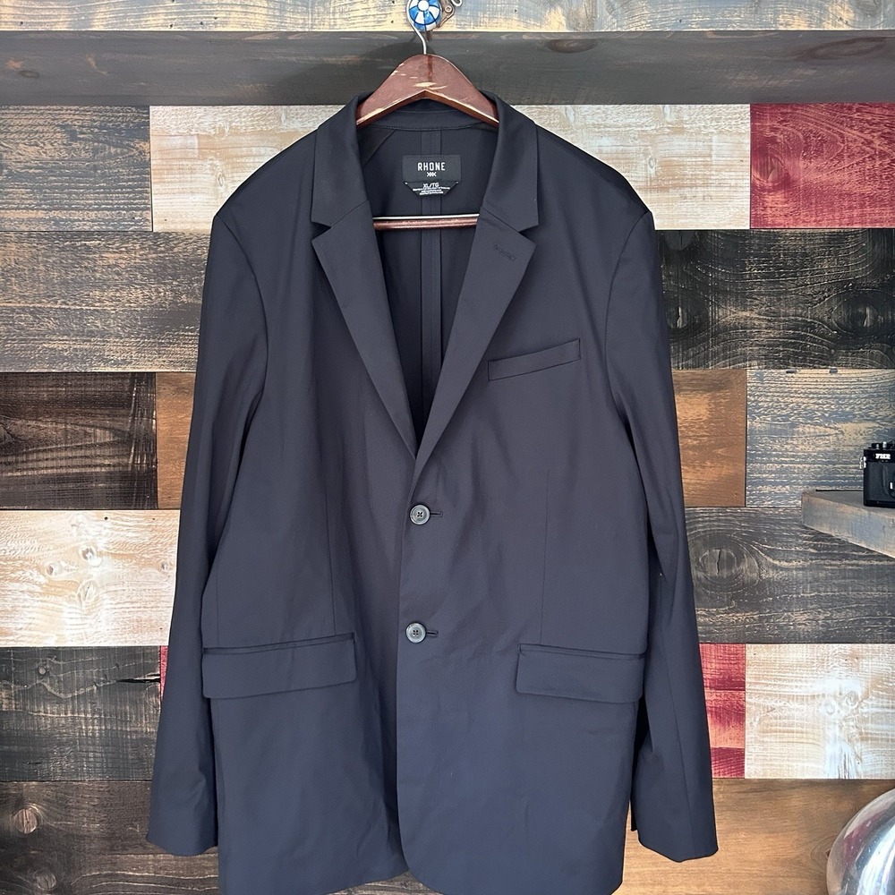Rhone Blazer Mens XL Black Commuter Stretch Travel Sport Coat Jacket 101360